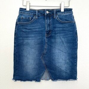Vervet Denim Jean Skirt Notch Slit 5 Pocket Zip Fly Fall Autumn Blue Size Small
